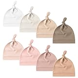 Konssy 8 Pack Baby Newborn Hats Set Knot Beanie Hats Soft for Infant Baby Girls Boys Caps 0-6 Months