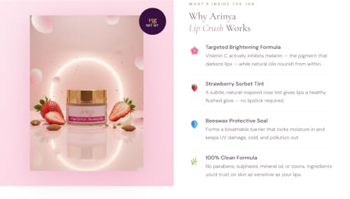 Image of Brightening Lip Balm for Dark Lips with Vitamin C, Shea Butter & Natural Oils | Prevents Pigmentation | Brightens & Hydrates Lips | Tinted Lip Balm -15gm