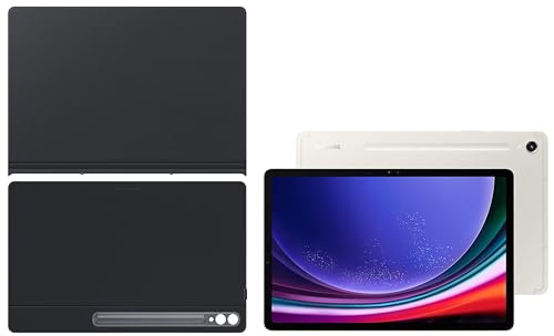 Image of Samsung Galaxy Tab S9 Ultra 36.99 cm (14.6 inch) Dynamic AMOLED 2X Display, RAM 12 GB, ROM 512 GB Expandable, S Pen in-Box, Wi-Fi Tablet, Beige with S9 Ultra Smart Book Cover, Black