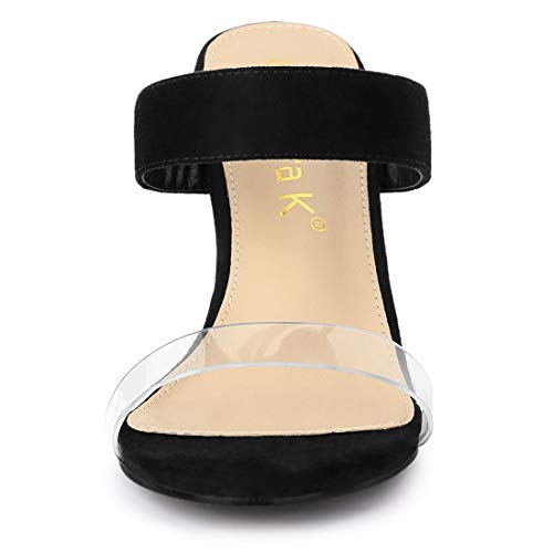 Allegra K Allegra K Women's Clear Strap Stiletto Heel Black Slides Sandals - 9 M US