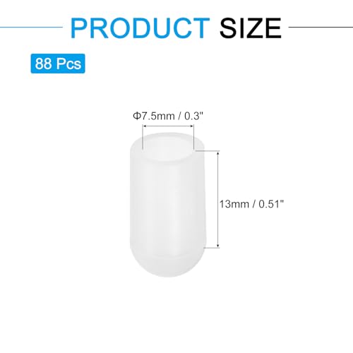 Image of uxcell 88Pcs Silicone End Caps, 7.5mm(5 /16 inch) ID 13mm(1 /2 inch) Height Round Rubber Elastic Screw Thread Protectors Soft Flexible Screw Bolt Covers Caps for Metal Tube Rod Bolt, Clear