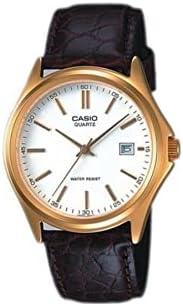 Casio MTP-1183Q-7A Men's Gold Analog Dress Watch w/Croc-Leather Band & Date