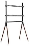 Displays2go Sawhorse Artistic TV Stand, 49' - 70', Wooden Legs – Black/Walnut (ARTTV70B)