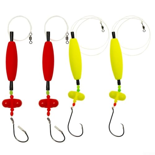 Set di 4 galleggianti per pesci gatto con ganci circolari, per sonagli rotanti e indicatore di campana in schiuma per movimenti naturali in acqua (modello a campanella)