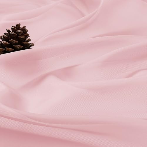 Image of OVZME Blush Pink Bedroom Curtains 96 Length for Farmhouse, 59 Inch Extra Wide Light Filtering Voile Drapes Light Airy Window Decor for Patio Door Living Room Bedroom Dining, 59Wx96L Inches
