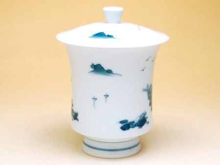 Amazon.co.jp: 有田焼 畑萬陶苑 鍋島山水 特大湯呑 手描き品 木箱入