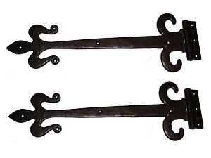 OriginalForgery Bisagras de Hierro Fundido Negro para Puerta de 45,7 cm de Fleur de LYS (par)