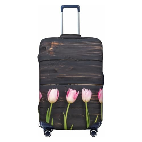 Freshly Picked Tulips Luggage Cover, Protective Washable Suitcase Cover - Travel High Elastic Fibers Suitcase Protector Fits X-Large, Black