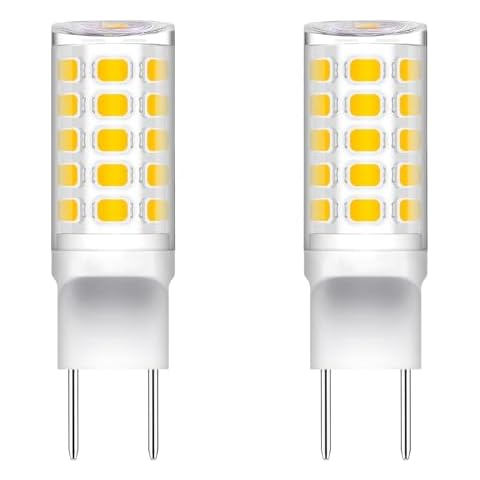 Noobibaba Upgraded Glass Under Microwave Light Bulb G8 LED Bulb for LG GE Microwave Light Bulb Samsung Microwave Light Bulbs Under Hood, 4W 120V Replace WB08X10057 WB08X10051 Warm White 2-Count Cover