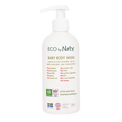 Eco by Naty, Baby Body Wash, Organic Plant-Based Ingredients with 0% Perfume, Hypoallergenic and Dermatologically Tested, 200 ml Bottle