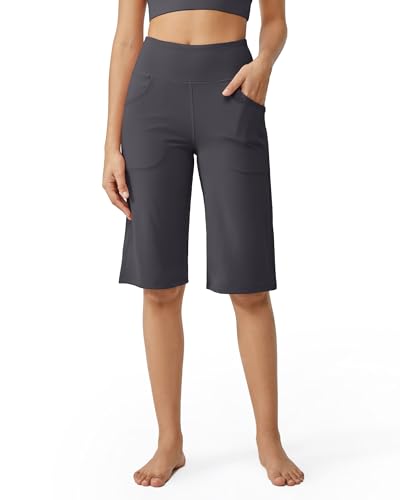 Image of Promover 14 inch /21 inch /23 inch /25 inch Inseam Capri Pants for Women Wide Leg Yoga Cropped Pants with Pockets Loose Casual Summer Pant