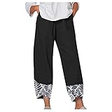 ZGNB Sommerkleid Damen, Sommerhose Lang Sporthose Bund Haremshosen LäSsige Lose Damen Yogahose Jogginghose Damen Radlerhose Damen Baumwolle Kurze Hose Damen Jeans High Waist 3/4 Hose Damen Schwarz
