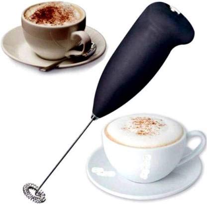 DGC Handheld Battery Operated Electric Foam Maker Classic Sleek Design Hand Blender Mixer Froth Whisker Latte Maker for Milk, Coffee, Egg, Juice, Espresso, Cappuccino, Lassi 100 W Hand Blender (Black)