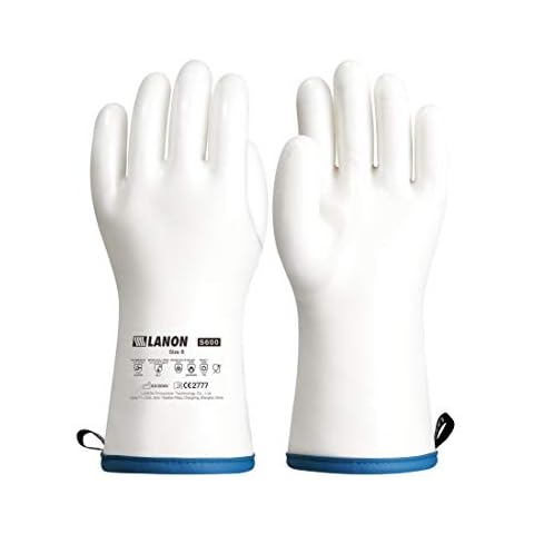 LANON Liquid Silicone heat resistant gloves, Oven gloves with Fingers, Food Grade, Waterproof, Non Slip, BBQ, Baking, Cooking Mitts, 12", M/8 Cover