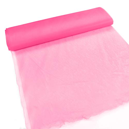 Handi Stitch Tulle - 274 cm (108) Wide x (18.28 Meter) Pink Tulle Fabric Roll - Net Fabric Decorative Tulle Bolt for Gowns, Pew Bow Sashes, Tutu Skirt, Table Runner, Wedding and Party Banquet