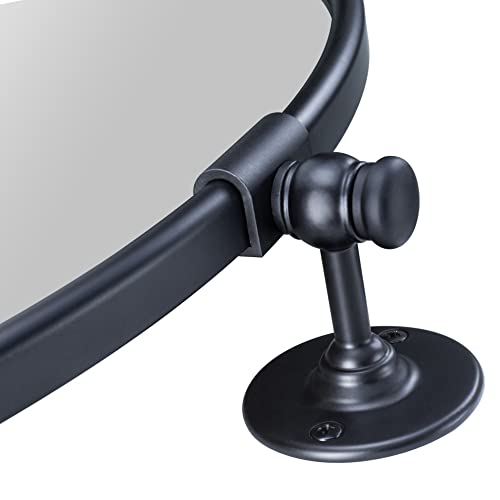 Image of Round Pivot Bathroom Mirror Black Circle Metal Framed Tilting Vanity Mirrors for Wall, Overall 27.98 x 24 inches (Mirrror 24 x 24 inches)