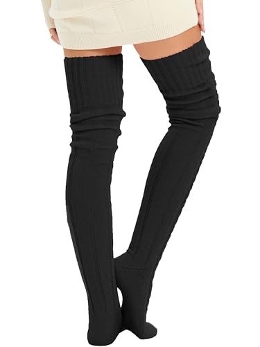 Image of Women's Thigh High Knitted Winter Boot Socks Vintage Extra Long Leg Warmer Over Knee High Stockings