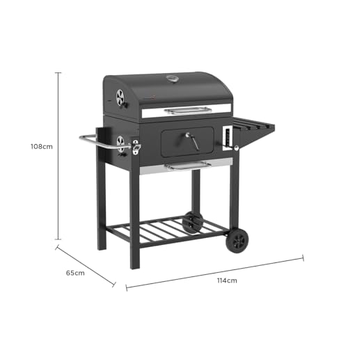 CHARLES BENTLEY American Large Portable Grill Charcoal BBQ With Thermometer, Bottle Opener, Warming Rack, Adjustable Heights, Barbecue For Family Parties In Summer (108x114cm) - Image 18