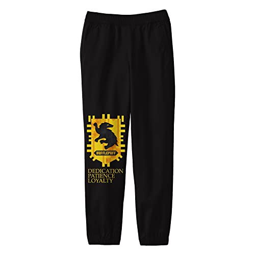 Bioworld Harry Potter Hufflepuff Badger Youth Black Graphic Jogger Pants