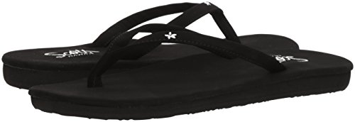 Scott Hawaii Women's Mele Slipper | Microfiber Strap With White Hawaiian Flower Detail | Narrow Width Non-Marking Sandal | All Day Molded Arch Support Comfortable Flip Flops For Ladies #TOP6