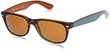 Protective case included Ray-Ban Unisex New Wayfarer Sonnenbrille, Mehrfarbig (Gestell: Havana/Grau, Gläser: Braun Klassisch 6179), Large (Herstellergröße: 55)