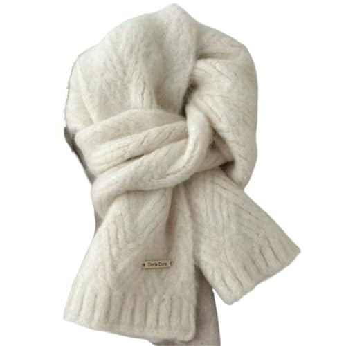 Premium Comfort Luxury 100% Alpaca Wool Warm Neck Scarf For Women Shawl Wraps Winter Scarves Blanket Soft Lightweight (White 100% Alpaca Wool Warm Scarf)