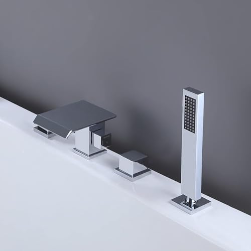 Mitigeur Bain-Douche 4 Trous sur Plan avec Ensemble Douche en Chrome Équipé - 2