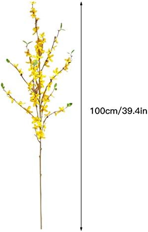 SJDWDX 6 Pcs Yellow Artificial Jasmine Flowers, Silk Fake Winter Jasmine Long Stem Flower for Decoration Indoor, Outdoor, Wedding, Home, Bedroom, Yard, Cemetery 39.4 inch