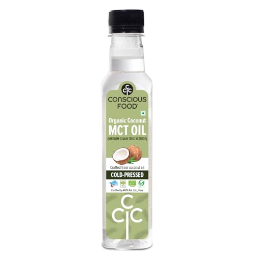 Image of Conscious Food Organic MCT Oil | 250 ml | Extracted From Cold Pressed Coconut Oil | C8 & C10 Medium Chain Triglyceride | Keto, Paleo, Vegan