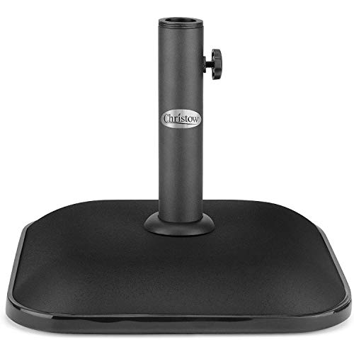 CHRISTOW Garden Parasol Base 11kg, Square Patio Umbrella Weight, Outdoor Sun Shade Canopy Stand Holder, Heavy Duty Compound Concrete