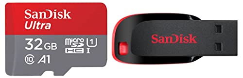 Image of SanDisk Ultra microSD UHS-I Card 32GB, 120MB /s R & Cruzer Blade 32GB USB Flash Drive