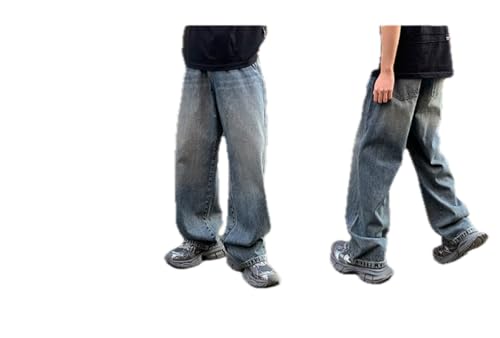 Jeans Pants Trousers Denim Korean Retro Loose for Youth and Comfortable Washed Navy Blue High-end Commuting Men2