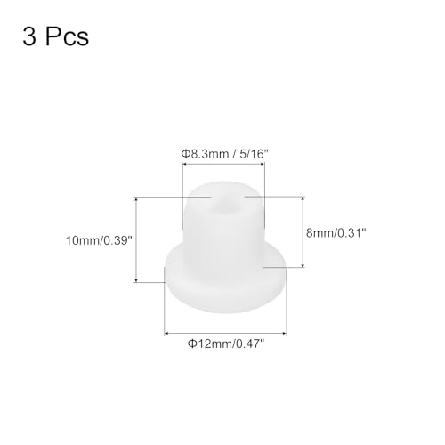 Image of MECCANIXITY 3pcs T-Shaped Silicone Plugs 8.3mm 5 /16 Inch Dia Snap in Plug Hole Seal Cover Round Rubber Stopper for Kitchen Rubber Bulkheads Waterproof Sealing Plugs White