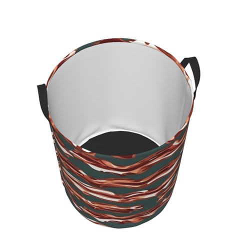 Grand panier à linge rond bacon avec poignées robuste - 3