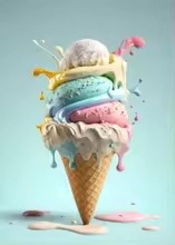 Toile déco cornet de glace affiche arc-en-ciel cuisine 50x70 - 2