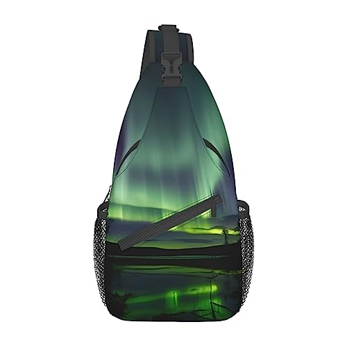 Sac de voyage aurores boréales foncées pour escapades urbaines, sac à dos à bandoulière mixte