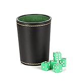 Magic Vosom Leather Dice Cup Set Felt Lining Mini Shaker Cup with 5 Dice