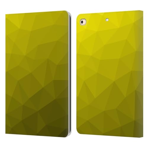 Étui portefeuille cuir iPad 9.7 2017 2018 jaune housse géométrique