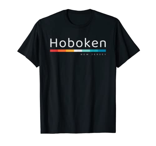 Hoboken NJ New Jersey design retro t-shirt, Preto, S