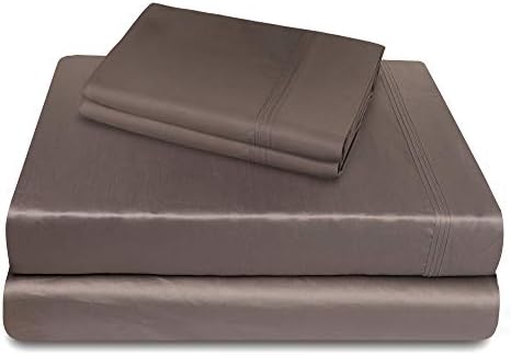 RENAURAA 400 Thread Count World's Finest 100% True Egyptian Solid Cotton 4 Piece Bedding Sheet Set, Soft & Smooth Sateen Weave, Upto 16" Deep Pocket, Luxury Bedding (Charcoal, Queen)