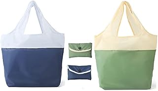 YULOONG Recycled Shopping Bags Waterproof Eco Bags Portable Foldable Storage Grocery Bags Large Cloth Bags Pack of 2
