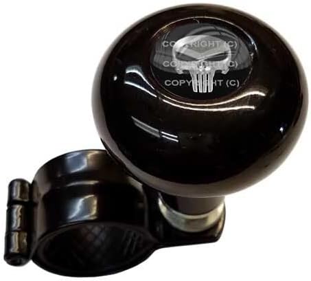 Black Steering Wheel Suicide Spinner Handle Knob Car Truck Silver Skull with Fangs Toothy Skull Skull Model-PYT-8888-4941