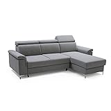 MOEBLO Ecksofa mit Schlaffunktion Mit Bettkästen Eckcouch Polsterecke Modernes Design REVON (grau, Ecksofa Rechts)