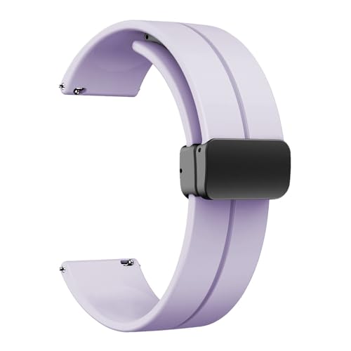 Bracelet de montre de sport en silicone violet 22 mm avec boucle deployante magnetique
