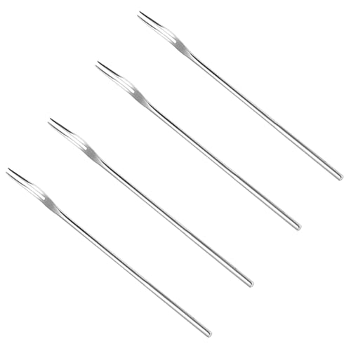 4-Piece Stainless Steel Cocktail Fork Set – Portable Tiny Appetizer, Travel, and Home Use – Perfect Accessories for Tasting Fruits and Small Dishes，Pickle Fork，Olive Forks，Fruit Forks