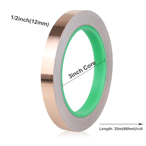 Image of BOMEI PACK 4 Pack Copper Tape with Double-Sided Conductive,1 /2 Inch x 66 Ft,Copper Foil Tape for EMI Shielding Stained Glass Supplies Soldering Electrical Repairs Paper Circuits Grounding