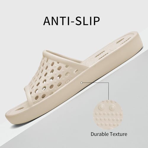 Image of Litfun Shower Shoes for Women Non-Slip Quick Dry Shower Slippers Lightweight Pool Sandals with Drain Holes for College Dorm, Beach, Bathroom & Gym