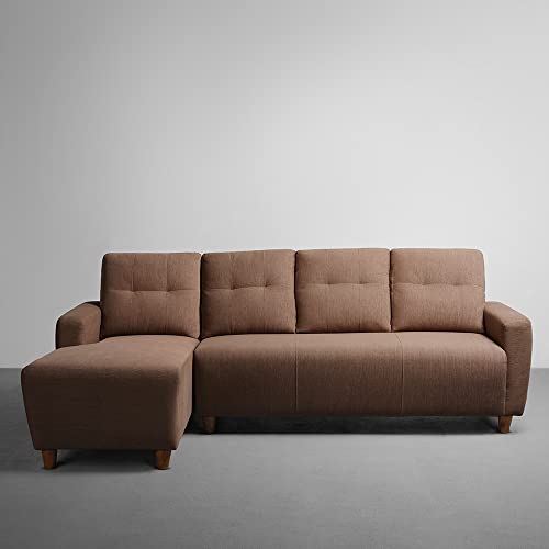 Image of Sleepyhead Yolo Designed by Duroflex - 3 Seater Sofa, LHS L Shape Sofa Set |Premium Fabric, Plush 3-Layer Cushioning |Modern Buttonless Tufted & Anti-Sag Comfort |3 Years Warranty - Coco Brown