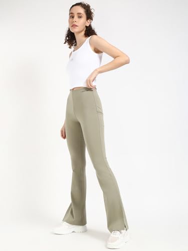 Calvin Klein Damen Leggings Milano Elastic ausgestelltes Bein, Beige (Nordic Dust), XS – Ansicht 3