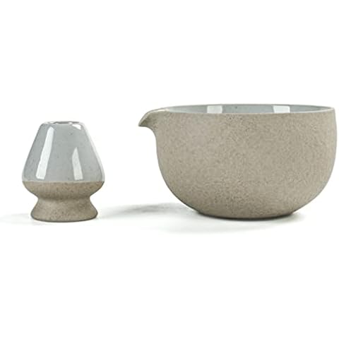 TEANAGOO Japanese Natural Rock Texture Matcha Bowl with Whisk Holder, 18 OZ. K12, Dk.Grey, Chawan Matcha Tea Bowl, Ceramic Bowl, Tea Bowls for Matcha, Chawan, Traditional Ceremonial Accessories Cover